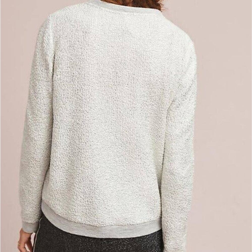 NWT Anthropologie x Dolan Left Coast Shine Sweater Silver Textured Pullover XS - Picture 13 of 16